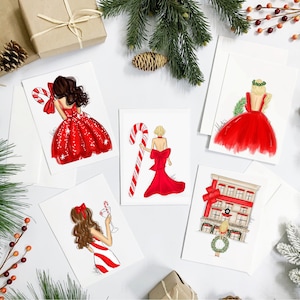 CONJUNTO DE 10 pacotes de variedades de feriados, 6 cartões de Natal, papelaria de Natal, cartões de felicitações de feriados, conjunto de cartões de Natal, conjunto de papelaria de Natal