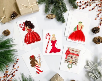 SET OF 10 Holiday Variety Pack 6 Christmas Cards Christmas Stationery, Holidays Greeting Cards Christmas Cards Set, Christmas Stationery Set