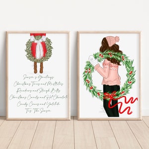 2 - PAQUETE de 8 x 10 saludos de temporada Ilustración navideña Ilustración de moda festiva Arte de invierno Arte festivo Regalos BBF Regalos festivos Conjunto