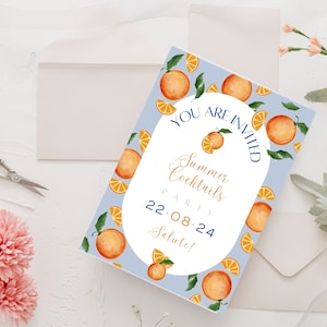 Modifiable Orange Spritz Summer Birthday Invitations Bridal Shower Cards Editable Digital Download Summer Cocktails Birthday Invitation Bridal