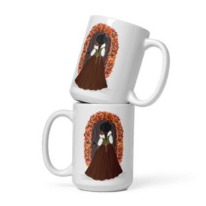 Cottagecore Hexe Kaffeetassen (dunkel) 15 Unzen weiße glänzende Tasse Cottagecore Kaffeetassen Herbst Tassen Herbst Tassen Halloween Tassen Spooky Kitchen Art