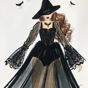 So Witchy, Halloween Art Print, Halloween Witch Art Print, Halloween Witch Art, Halloween Witch Illustration, Witches Fashion Illustration image 4