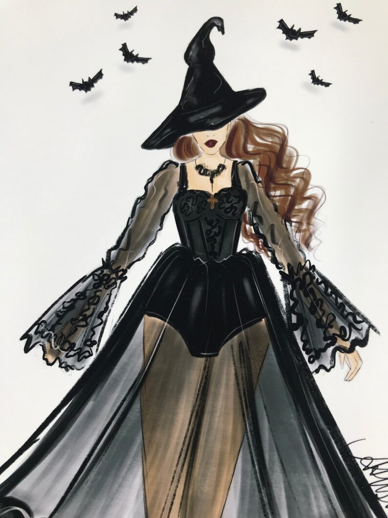 So Witchy, Halloween Art Print, Halloween Witch Art Print, Halloween Witch Art, Halloween Witch Illustration, Witches Fashion Illustration image 4