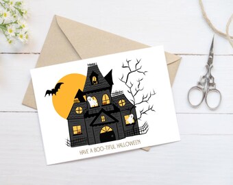 Haunted House 2 Halloween Cards Witch Greeting Cards Ghost Halloween Card Fall Cards Spooky Season Cards Halloween Greeting Cards pltstudio