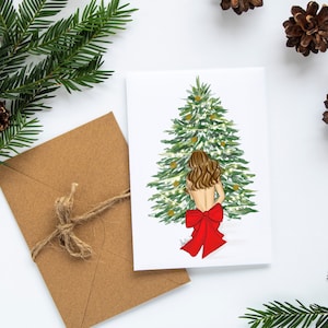 Juego de tarjetas de árbol de Navidad Glam Tarjetas de Navidad Papelería de acebo e hiedra, Tarjetas de felicitación navideñas Juego de tarjetas de Navidad Juego de papelería de Navidad