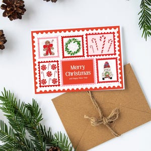 Feliz Natal Feriado Selos Cartões de Saudações Conjunto Cartões de Saudações de Natal Papai Noel Papelaria Conjuntos de Cartões de Férias Conjuntos de Cartões de Natal