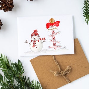 Cartes de vœux bonhomme de neige Cartes de vœux de Noël Ensemble de papeterie de Noël Ensembles de cartes de vacances Ensemble de cartes de Noël en pain d&#39;épices Pôle Nord