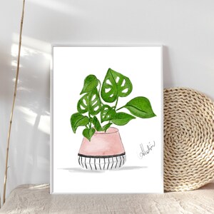 Monstera Art Print, Botanical Summer Wall Art, Beach Summer Illustration, Summer Plants Art, Summer Print Summer Fashion Illustration, BFF