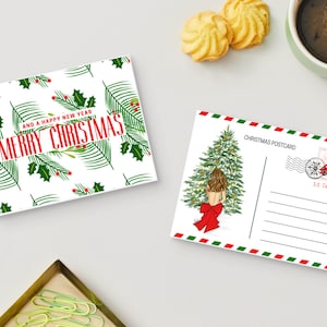 華やかなクリスマスツリーのポストカード クリスマスのポストカード ホリデーカード ホリデー グリーティングカード PLTStudio クリスマス ファッション イラスト クリスマス ポストカード