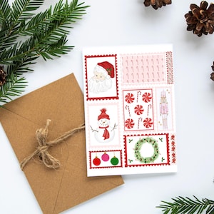 Juego de sellos navideños, tarjetas de felicitación, tarjetas de felicitación navideñas, juego de papelería de Papá Noel, juegos de tarjetas navideñas, juegos de tarjetas navideñas de Papá Noel