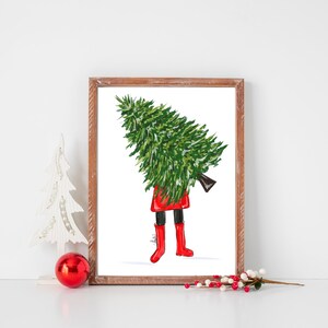 Árbol Navideño, Impresión De Arte Navideño, Decoración De Pared Navideña, Tarjetas De Felicitación Navideña, Arte De Pared Navideño, Ilustración De Moda Navideña, Invierno