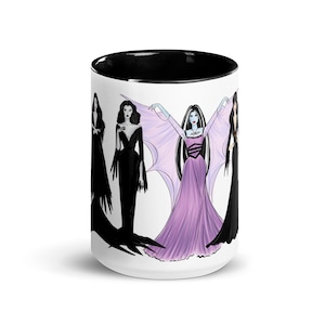 Halloween Queens 15 oz Mug Spooky Season Mugs Halloween coffee Mugs Morticia Coffee Mugs Elvira Mugs Classic Halloween Mug Fall Coffee Mugs