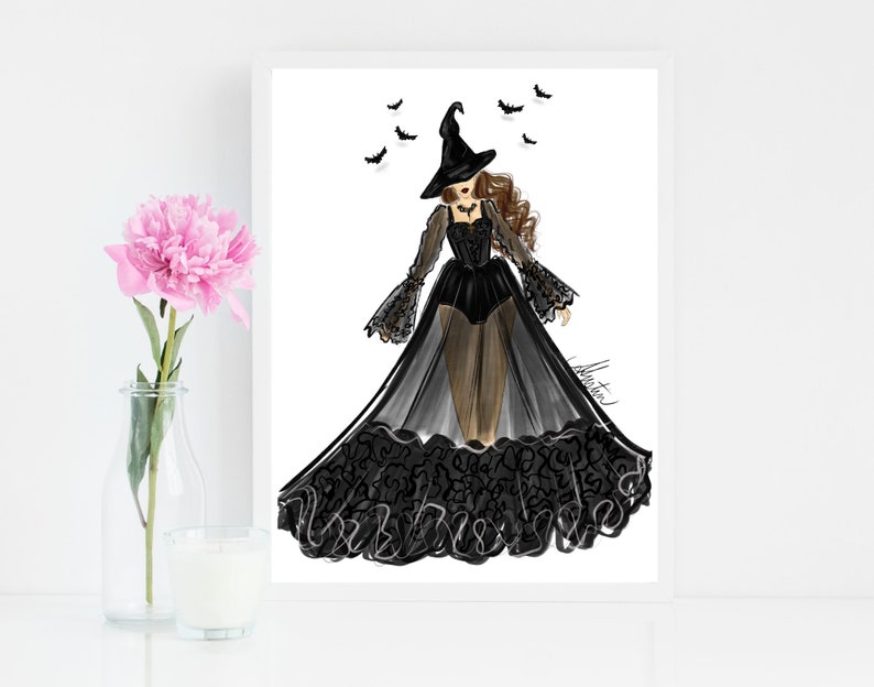 So Witchy, Halloween Art Print, Halloween Witch Art Print, Halloween Witch Art, Halloween Witch Illustration, Witches Fashion Illustration image 5