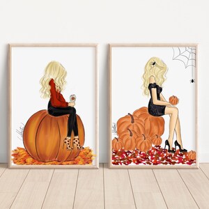 2 - 8 x 10 BUNDLE fall & spooky season Art Fall Illustration Fall Fashion Illustration Spooky Season Art Print PLTStudio Halloween Art BFF