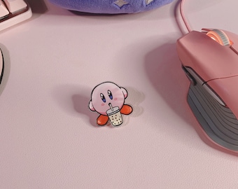 Kirby boba acrylic pins