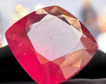 Ruby Square Faceted Gemstone Cushion Cut Glass Filled Ruby Gem Stone 8mm Size