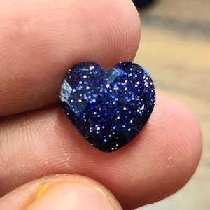 Flashy Blue Sunstone Heart Carved Briolettes, Loose Hand Carved Gemstone, Heart Beads Jewelry 10mm Sunstone Faceted Heart shape Gemstone