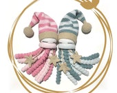 P 39 TIT POULPE Personalized 2 stars, birth gift, octopus crochet, baby gift, birth list