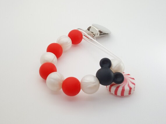 Silicone Purple Personalised Minnie Mouse Dummy Clip with bow for Girls*BPA FREE