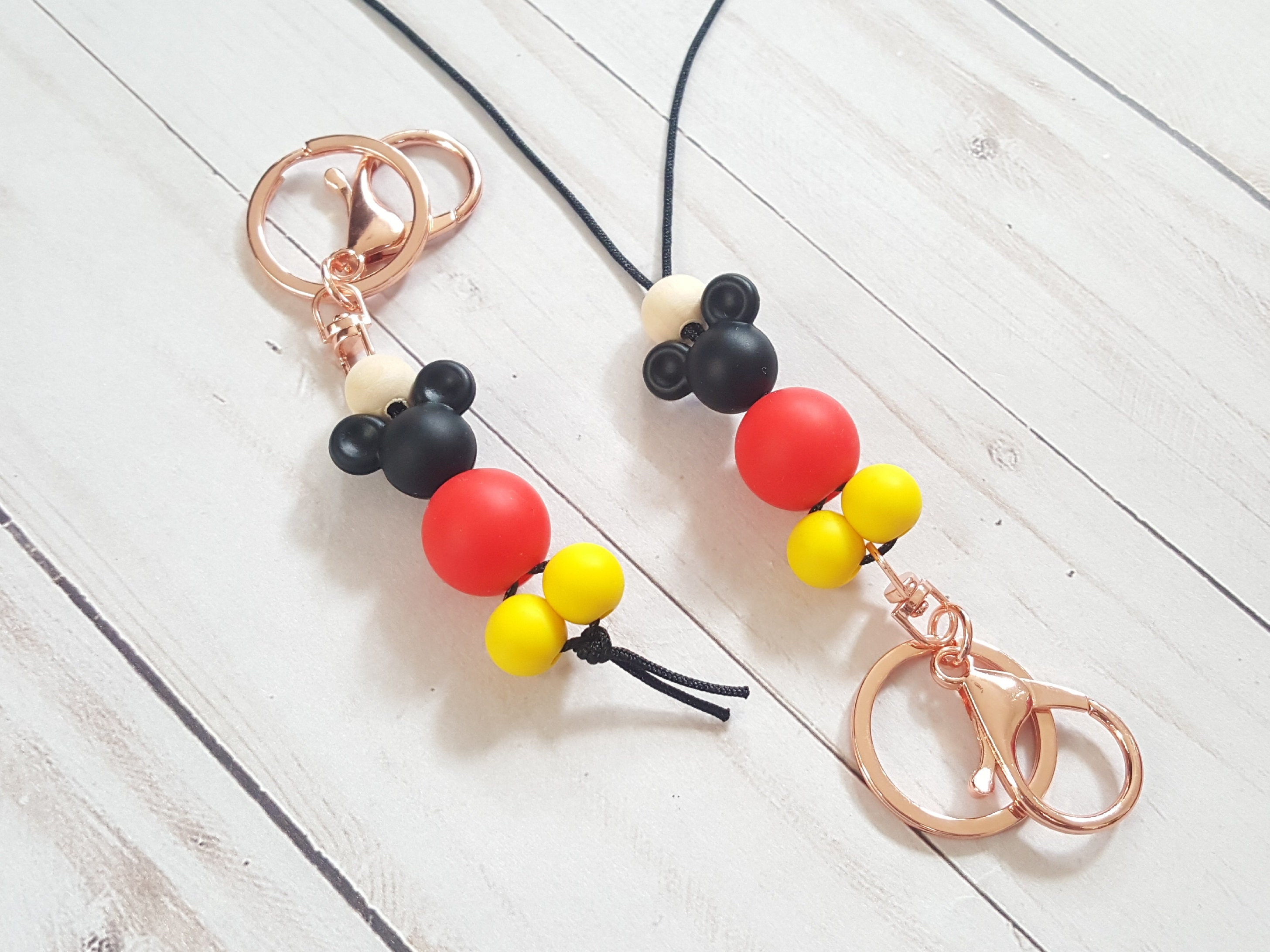 Mouse ears Lanyard with optional matching keychain. Cute silicone bea…