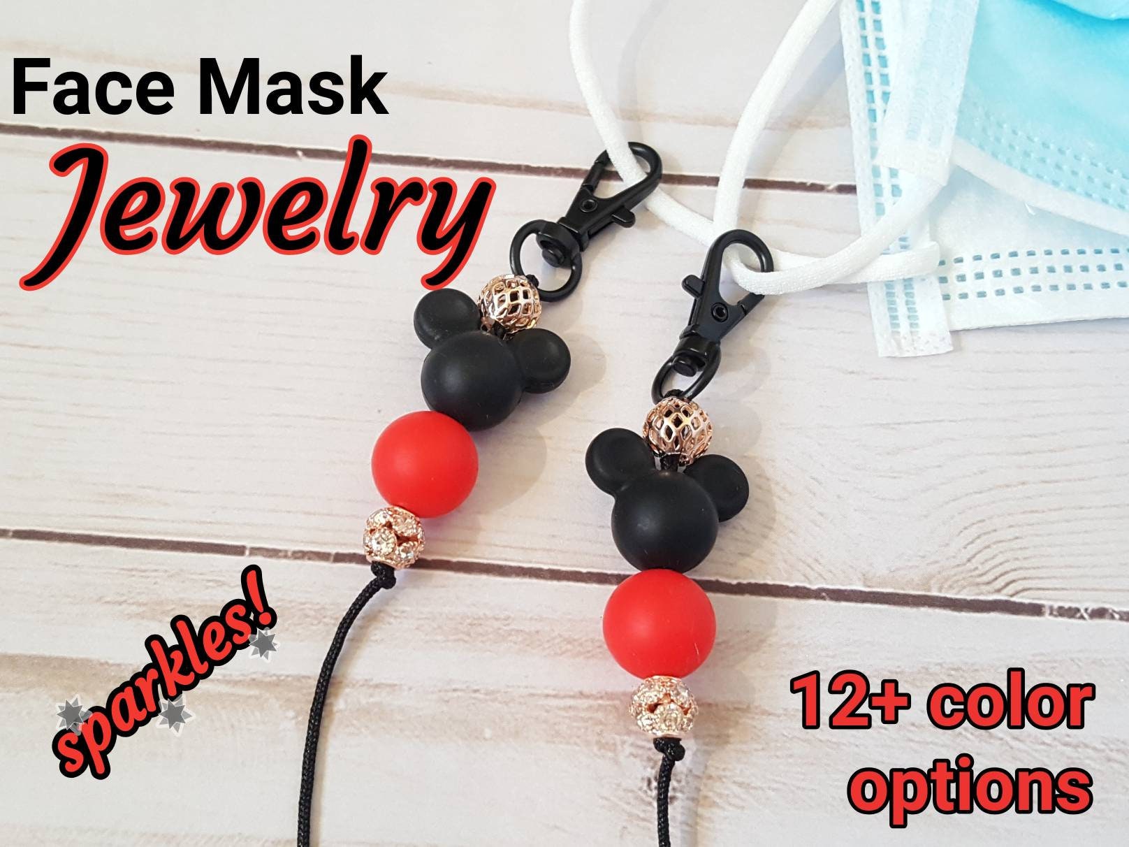 Sparkly face mask jewelry. Adult or Child size. Facial cover Lanyard …