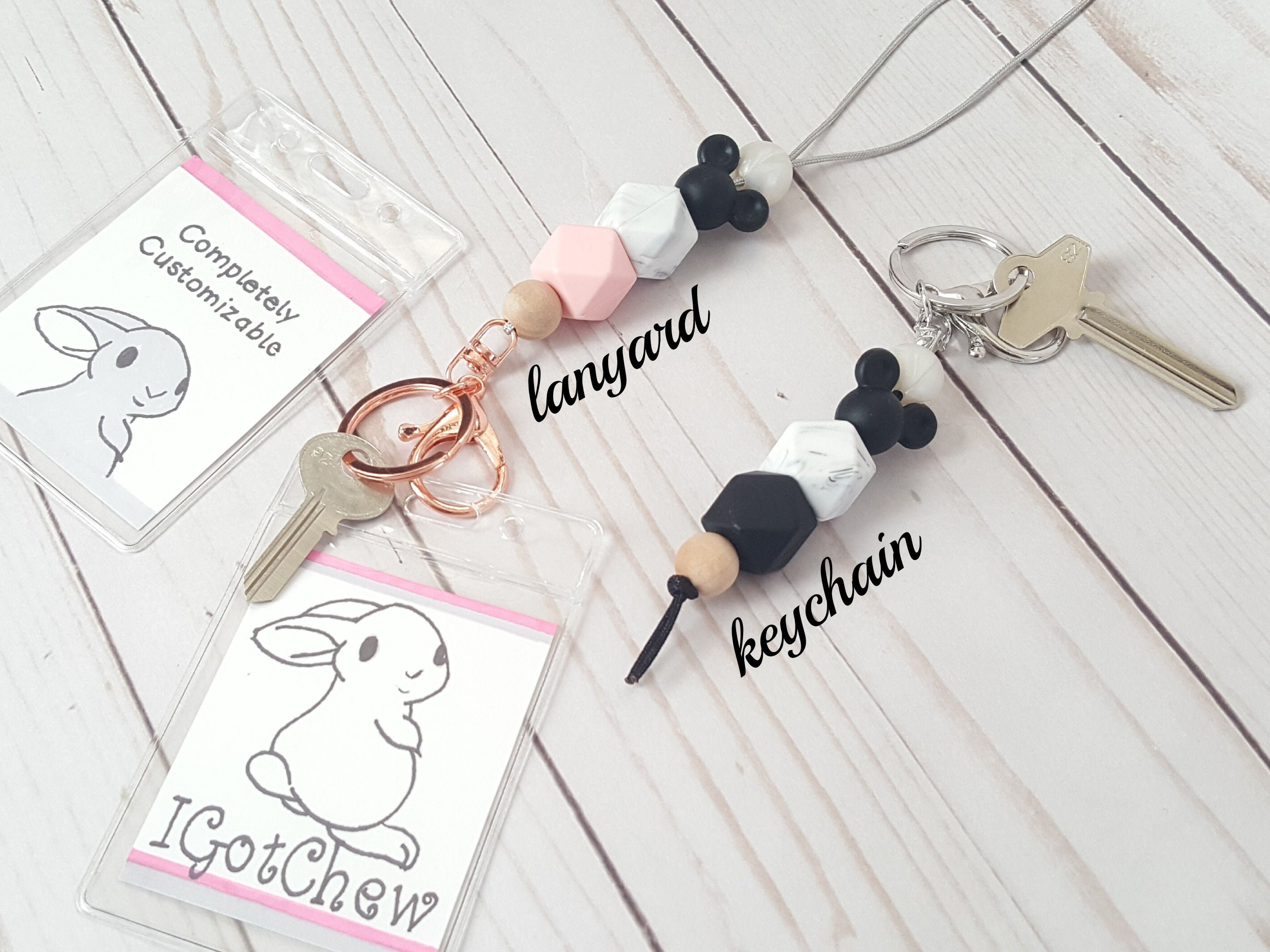 Mouse ears Lanyard & keychain. Customizable! Back to school or christ…