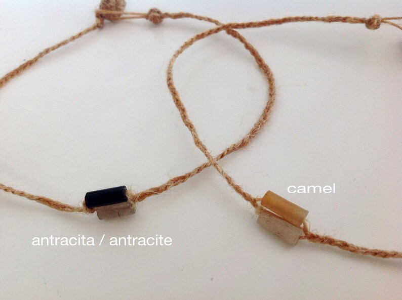 Surf anklet man Minimalist ankle strap bracelet or jute choker and gemstones Ankle treads Unisex ankle Hippie necklace. Ankle bracelet