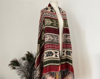 Large Aztec blanket shawl