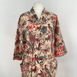 Bird of paradise cotton kimono robe