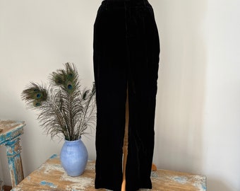 Black velvet trousers