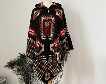 Aztec print hooded ponchos