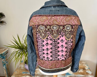 Boho Embellished Denim Jacket - Etsy