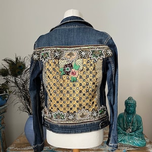 Embellished boho denim jacket