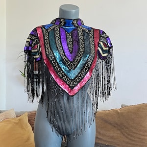 Sequinned beaded burlesque cape