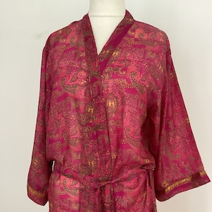 Long silk kimono robe