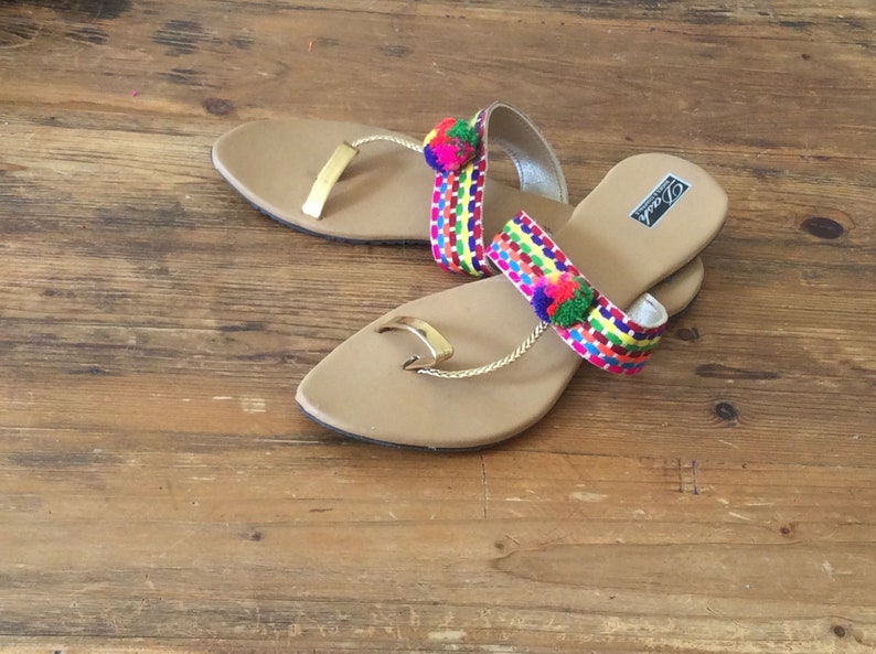 Boho Pom Pom flip flops