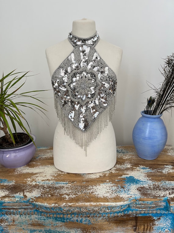 Bead and Sequinned Halter Neck Top - Etsy
