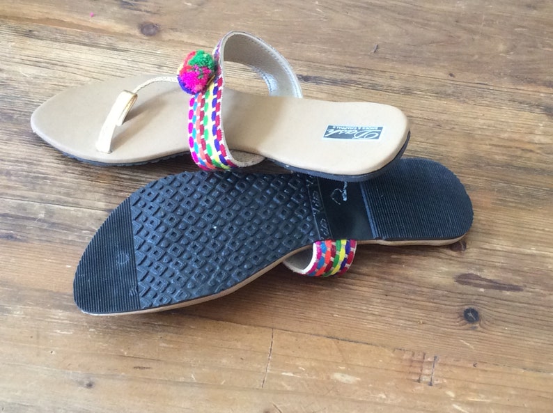 Boho Pom Pom flip flops