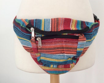 multi coloured bum bag