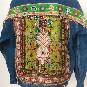 revamped embellished boho denim jacket
