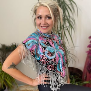 Bead and sequinned burlesque cape