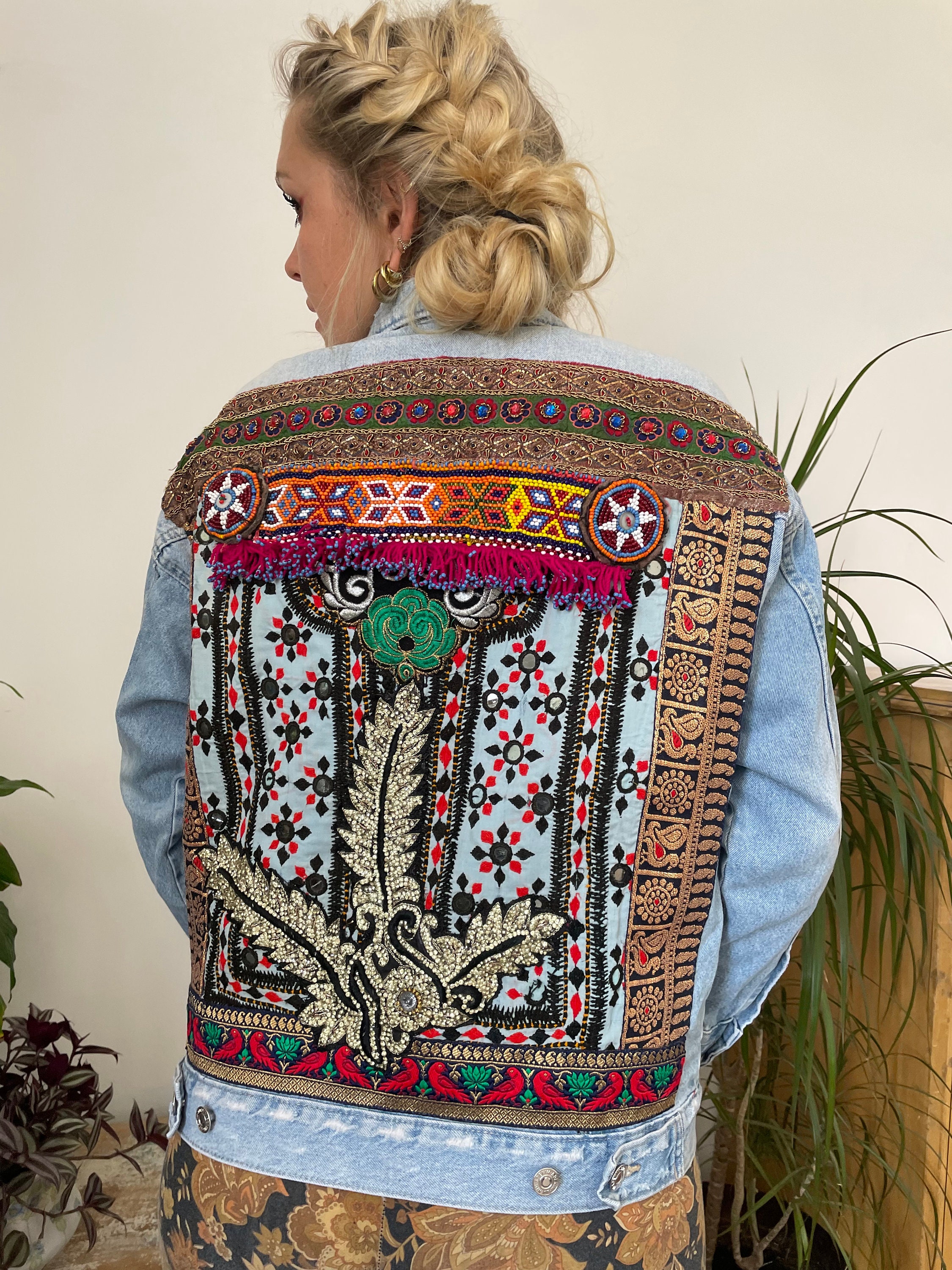 *p(R)ojectR® Asterisk Patch Denim Jacket Bohemian Revamped Denim Jacket - Etsy