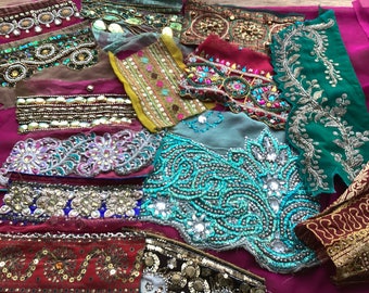 CA LOT PURE SILK Vintage Sari REMNANT Fabrics 100 GRAMS Plain & Pattern #ABDEL 