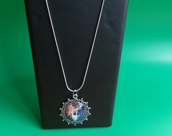 Silver necklace and pendant Mexican skeleton