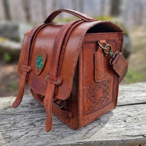 Sac à main celtique en cuir unique fait à la main fait à la main