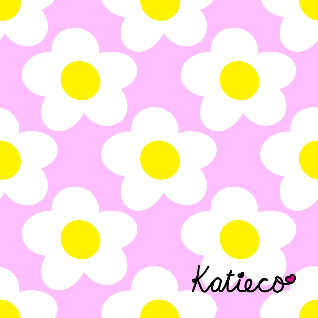 Retro Daisy Seamless Pattern PNG | Pink Floral Digital Paper | Flower ...