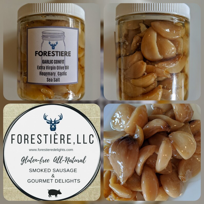 Preserved Garlic Confit With Extra Virgin Olive Oil Rosemary Etsy
