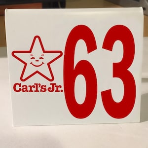 Carl's Jr Restaurant Table Number Classic Car Retro Dash Car Number Any Year