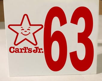 Carl's Jr. テーブルナンバー 67　ローライダー　チカーノ Carl's Jr Restaurant Table Number Classic Car Retro Dash Car