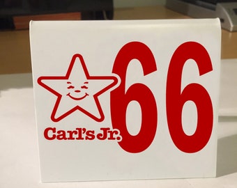 Carl's Jr Restaurant Table Number Classic Car Retro Dash Car